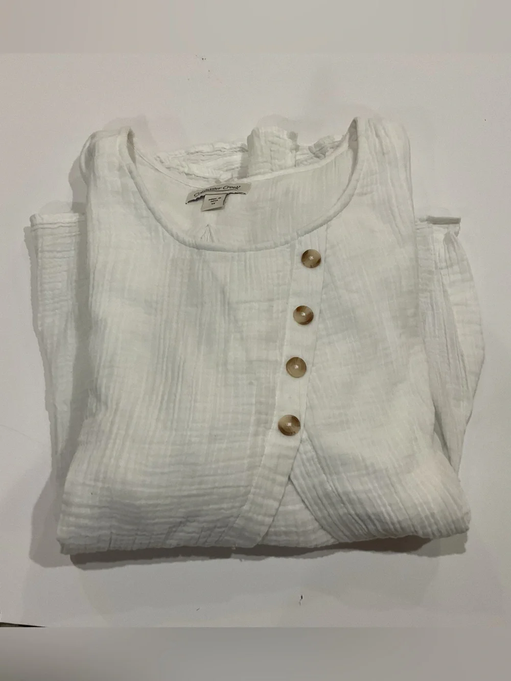 Coldwater Creek White Gauze Button-Front Top - Picture 8 of 8